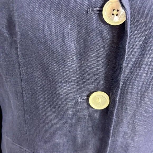 Lauren Ralph Lauren Navy Linen Blazer Jacket Coat Womens 10 P Lined Officecore - Picture 6 of 15